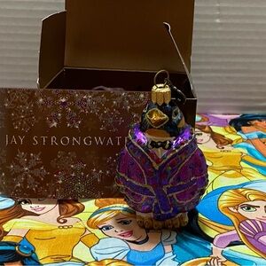 Jay Strongwater Purple Jeweled Penguin Ornament with Gold Accents